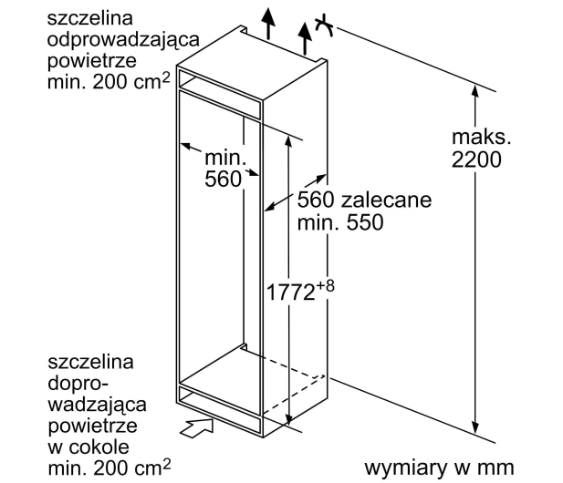Lodówka do zabudowy Bosch KIV86NSE0 LowFrost 177,2cm 35dB Zawiasy Ślizgowe 267L - 1343491 - zdjęcie 7